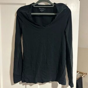 J. Crew Black V-Neck Long Sleeve Tee